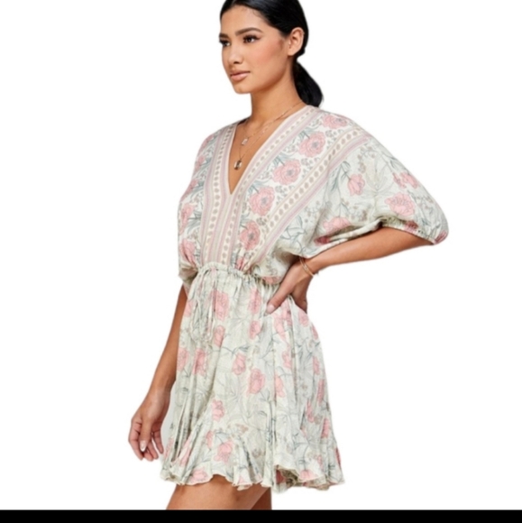 Floral Border Kimono Ruffle Dress - Picture 3 of 3